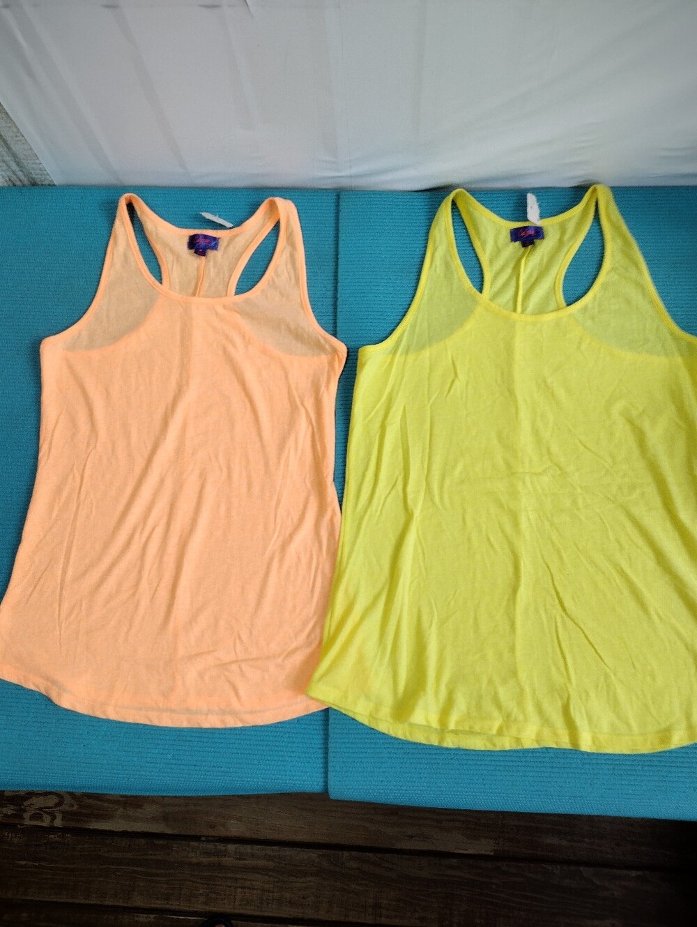 NEW Neon Peach & Neon Yellow Racerback Tank Tops Size M & L